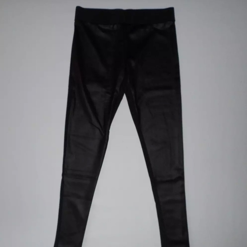 Faux Leather Front High-Rise Leggings
